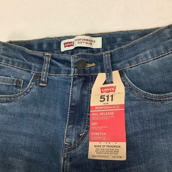Levi’s 511 Boys NWT Performance Slim Blue Jeans Size 12 26x26 - Picture 4 of 7